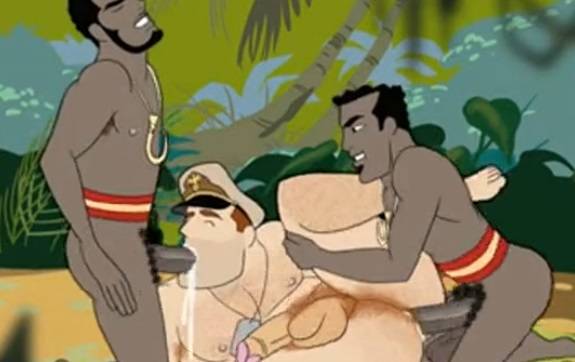 Cartoon Gay: Marinheiros se perderam na ilha e foram trepar