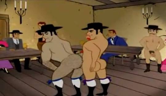Video cartoon gay: Machos toureiros trepando como putas