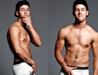 Nick Jonas tira fotos sensuais só de cueca pegando na mala