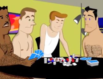 Jogando “strip poker” com os amigos do papai