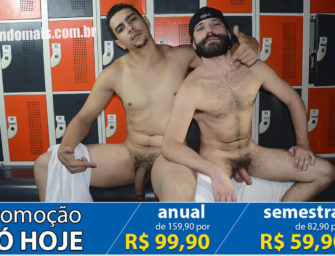 Lincoln e o novato Bruno no vestiário – Promoção Mundo Mais