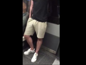 Safado é flagrado sem cueca e com a rola balançando no metrô