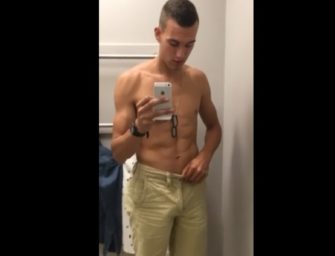 Outro novinho grava punheta no provador da loja de roupas