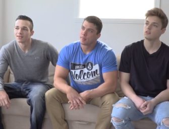 Três machos incríveis fazem troca-troca em sacanagem da GayHoopla